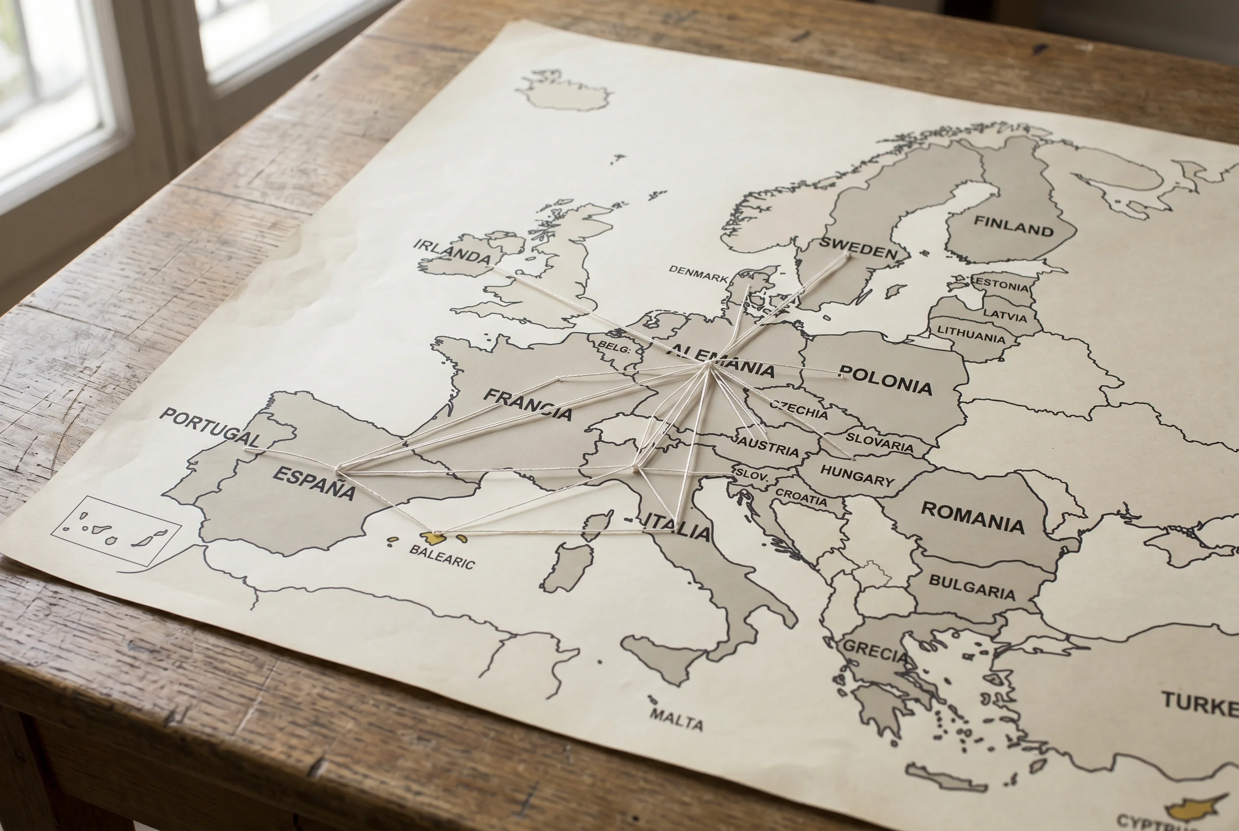 Mapa de flujo de información fiscal automática entre países UE con criptoactivos marcados