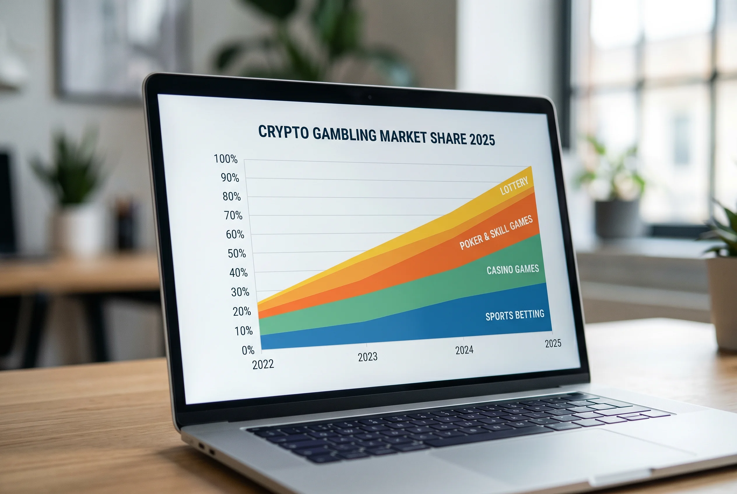 Gráfico de crecimiento del mercado de crypto gambling con proyección hasta 2030
