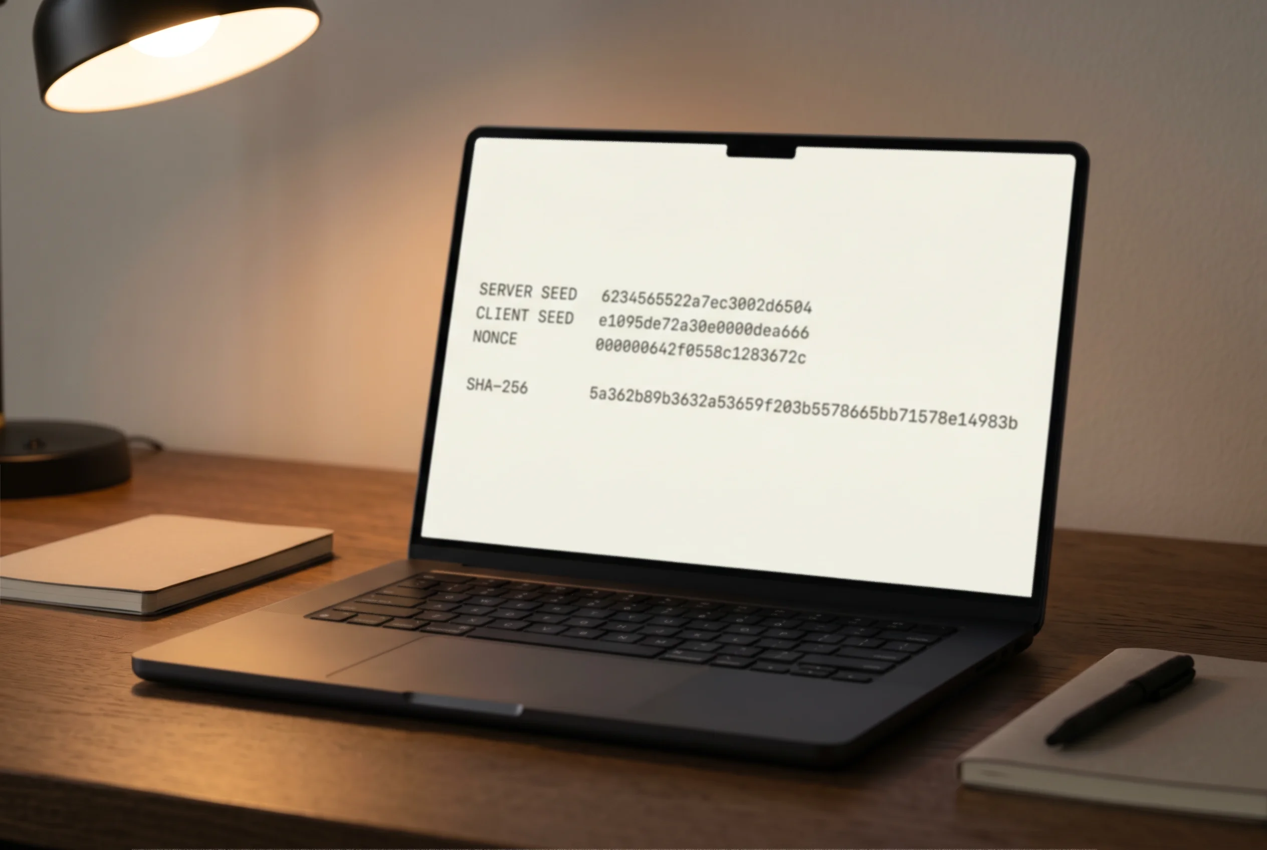 Verificación provably fair con hash SHA-256, server seed y client seed