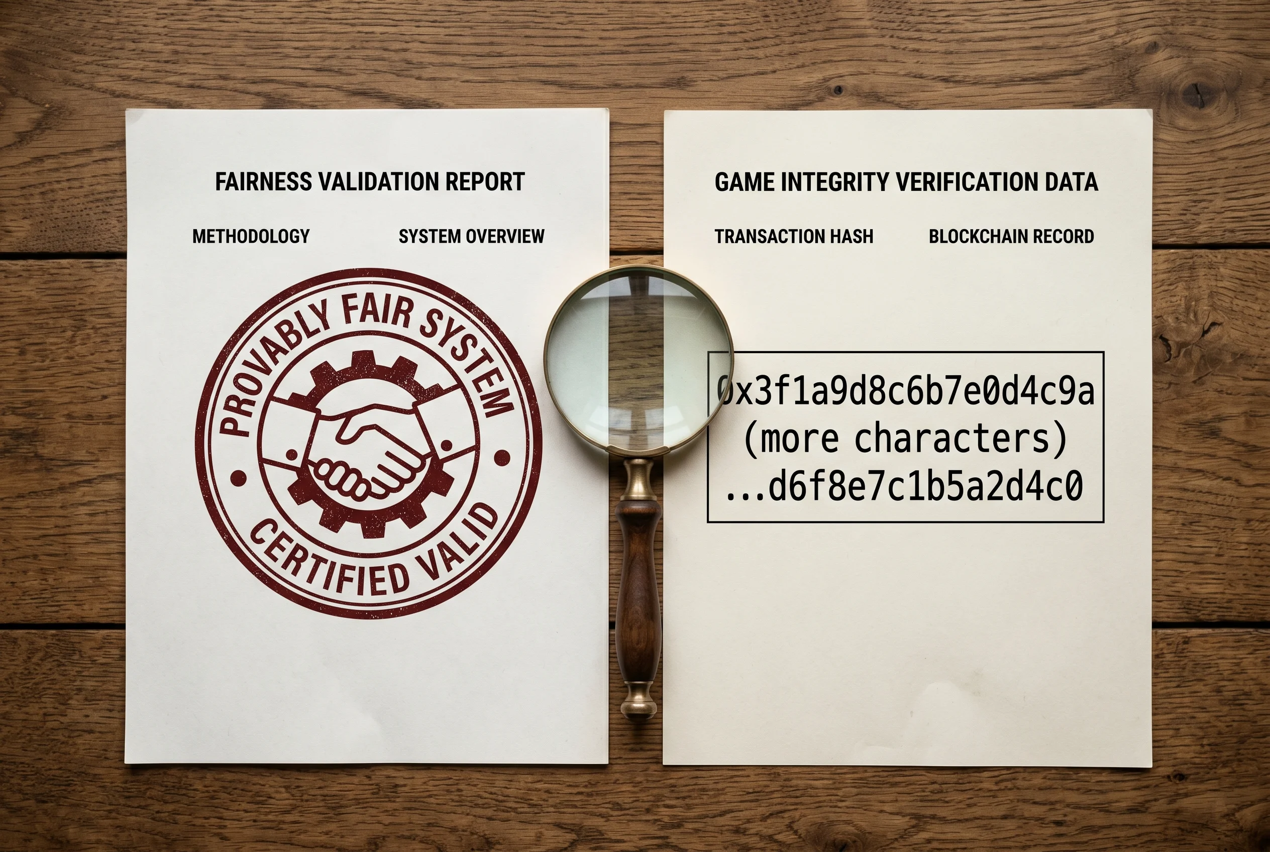 Comparativa visual entre sello de auditoría RNG y verificación criptográfica provably fair