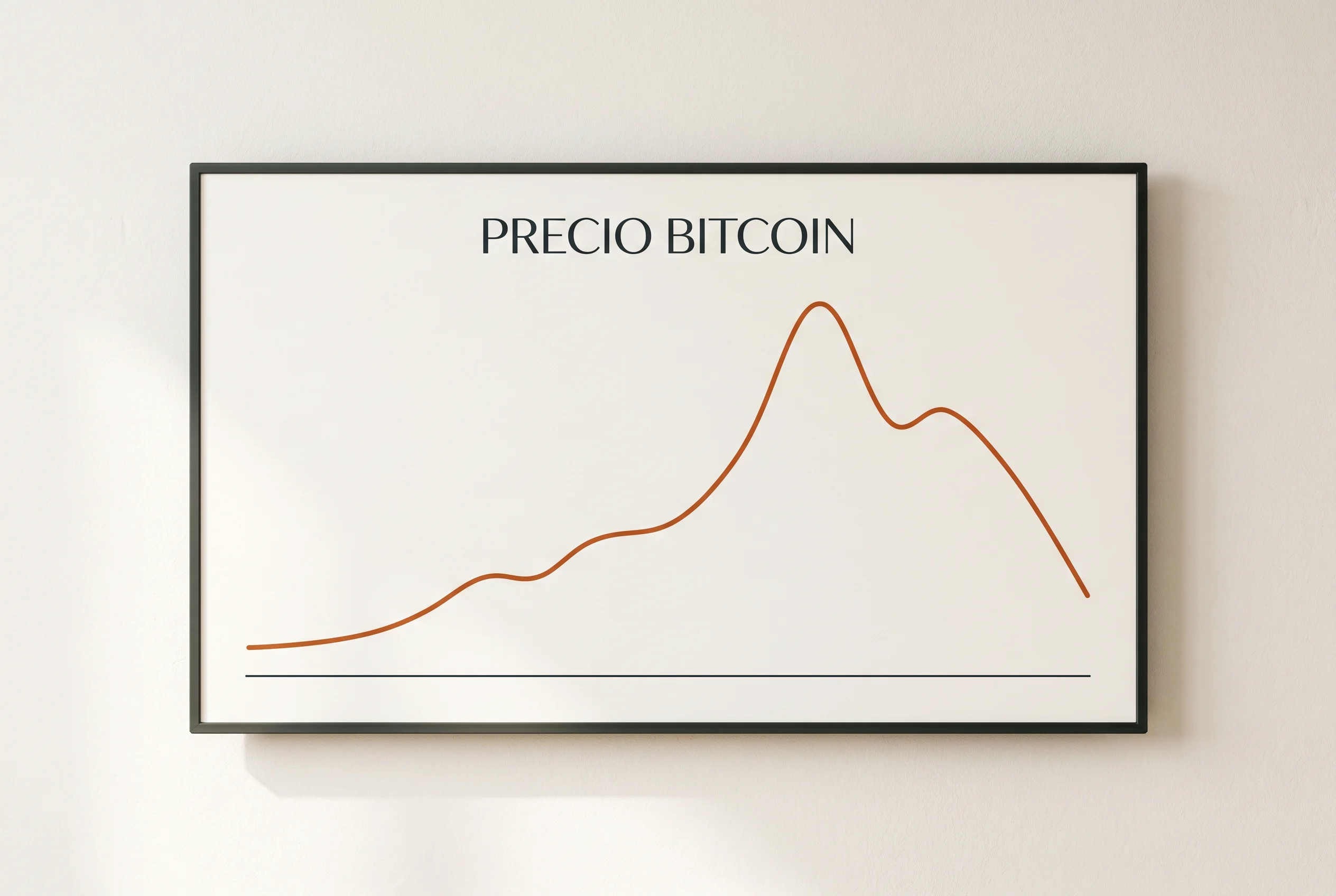 Línea de precio de Bitcoin ilustrando la corrección desde el máximo histórico de 2025